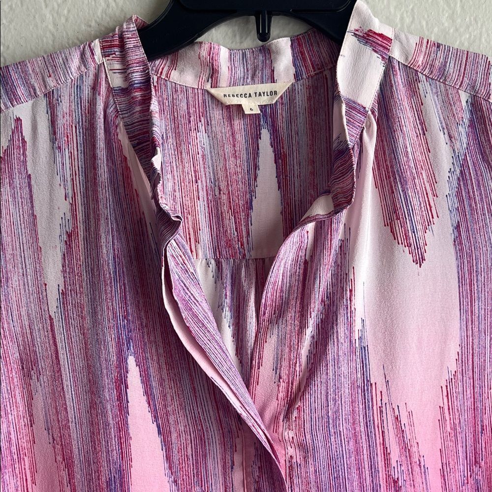 Like New! Rebecca Taylor 100% Silk Dress Ombre Fuchsia Pink in Size 6 - Picture 4 of 12